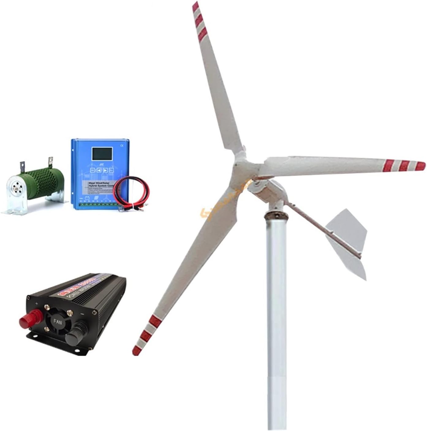 Wind Turbine 2000w 48V 24V Wind Turbine Generator, Windmill Horizontal Wind Turbine Generator Kit Energy Altern With Mppt Controller Inverter (Color : MPPT Controller, Size : 3_24V_1000W)
