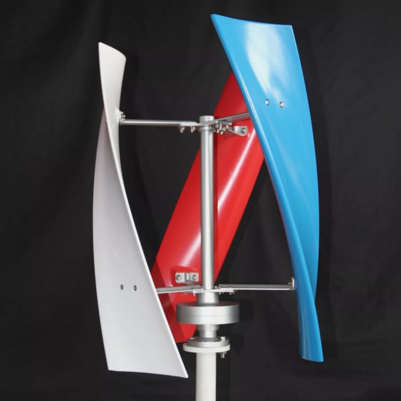 3 Blades Wind Turbine, 400W 24V Helix Maglev Axis Vertical Wind Turbine Wind Generator and Controller for Hybrid Solar Wind System (3 Blades White, Red, Blue)