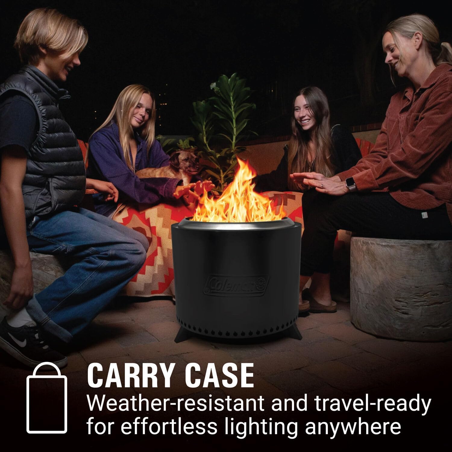 Coleman Cityscapes 15” Smokeless Fire Pit, Round Wood Burning Fire Pit, Outdoor Accessory for Backyard, Deck, Patio, Black