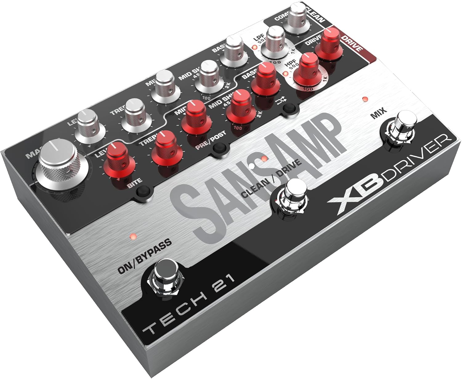 Tech 21 SansAmp XB Driver Bass Preamp - Bundle with 4 Patch Cables and Dunlop Bass Pick Pack