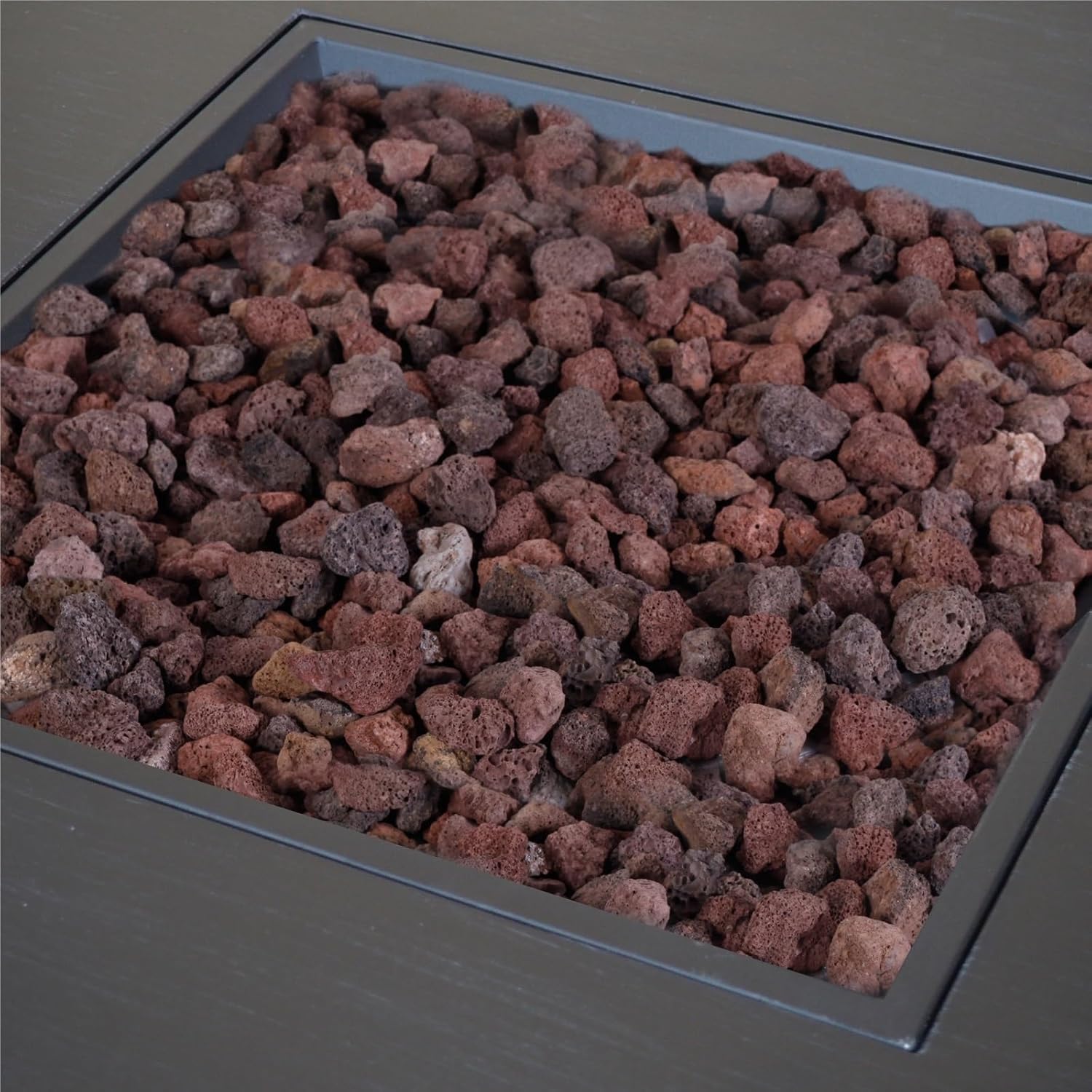 Outdoor Fire Pit Table Outdoor Patio Propane Fire Pit 24'' H X 33'' W Square Iron Gas-Burning Fire Pit - 50,000 BTU, Tank in Side, Dark Grey