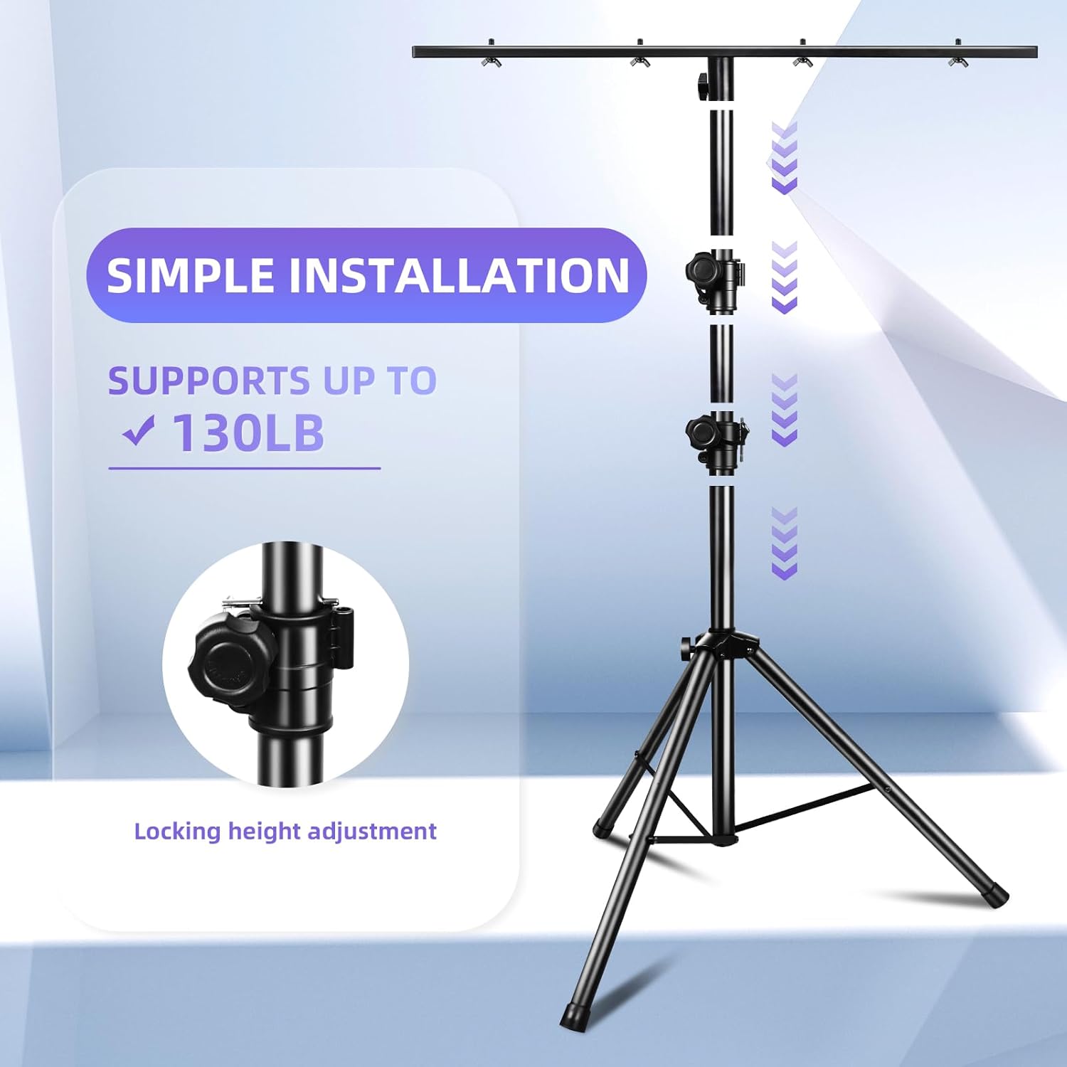 DJ Light Stand for Par Lights, 48.8-114.1 inches Protable Tripod DJ Stand for Stage, Bar, Banquet, Party