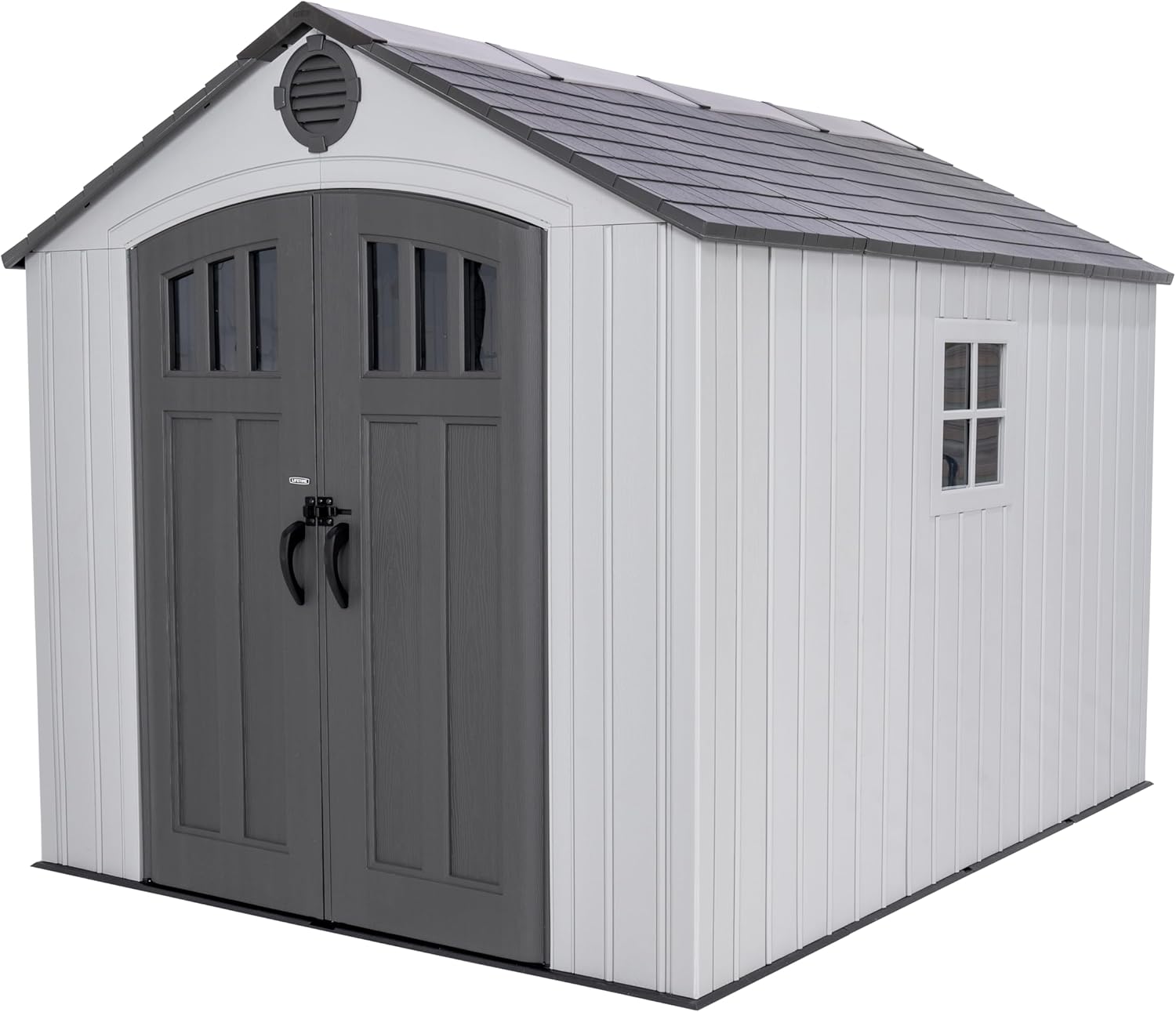 Lifetime Outdoor Storage Shed, 8x10 Ft, Desert Sand, Resin Tool Shed with Lockable Doors and Steel-Reinforced Walls