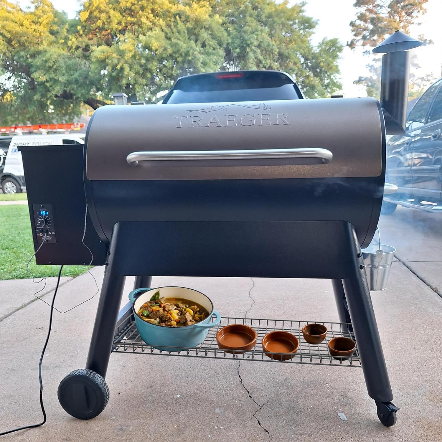 Pellet Grill Storage Shelf for Traeger Pro Series 34 Accessories, Grill Bottom Shelf for Traeger Accessories Pro 34 and Other Wood Pellet Grill, Black Powder Coated Steel Wood Pellet Storage Shelf