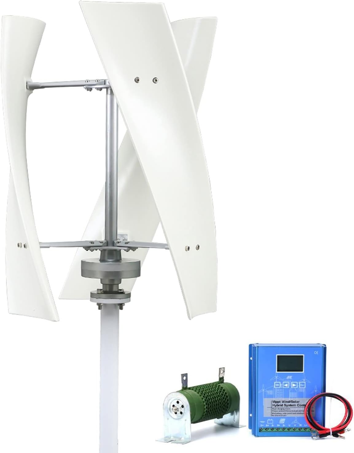 12v 24v 48v Wind Turbine Kit 1500w Vertical Wind Turbine with Hybrid Charge Controller Household Small Permanent Magnet Levitation Generator (Color : White, Size : 12v)