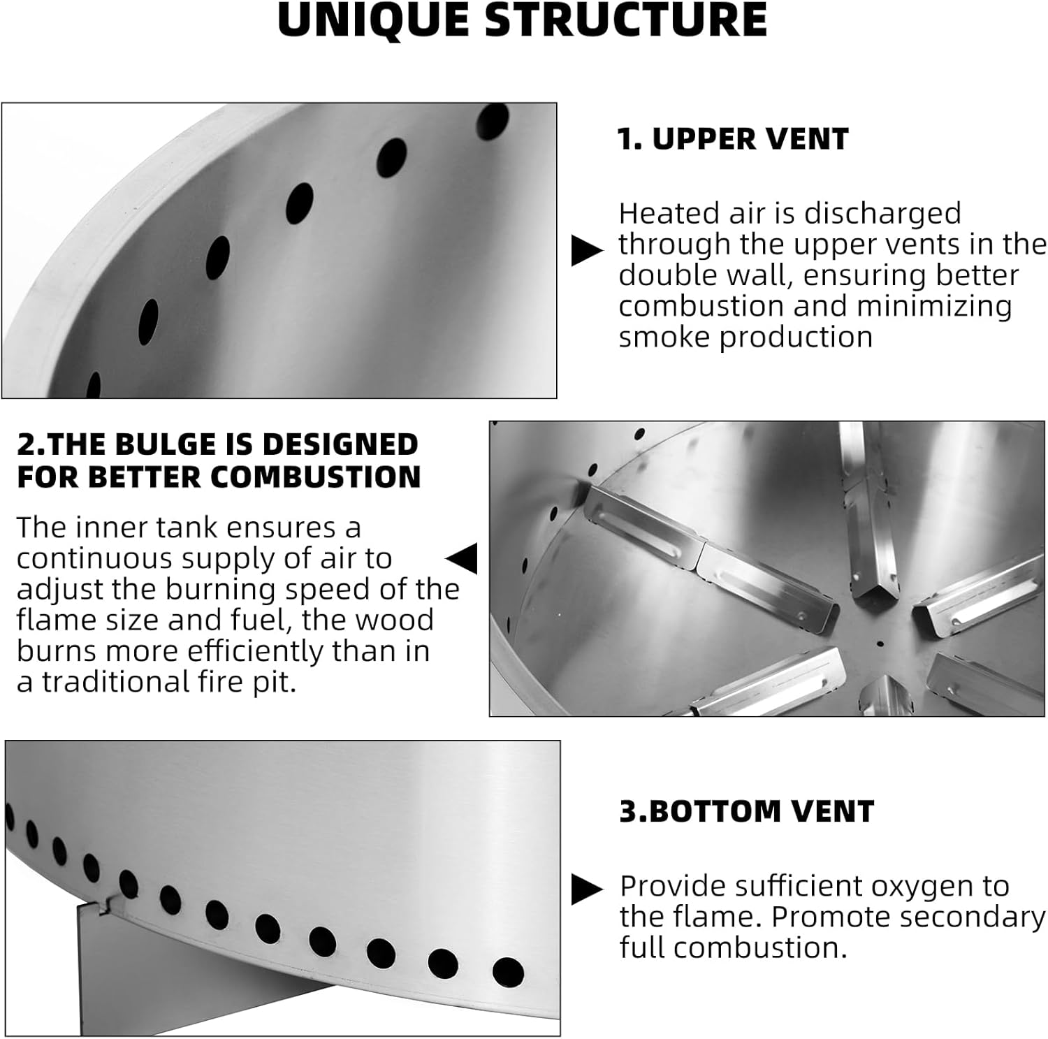 Smokeless Fire Pit, Wood Burning Camping Stove with Removable Stand & Ash Pan, Portable Outdoor Bonfire Fire Pit, Stylish Practical Solo Stoves for Camping Backyard Patio Beach, silvery