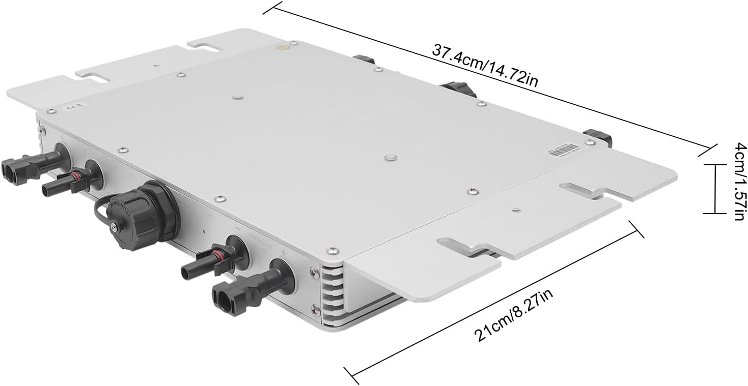 1400W Solar Grid Tie Micro Inverter, 110V Waterproof IP65 Pure Sine Wave Inverter with 32 bit DSP and LCD Display for 30V 36V Solar Panel
