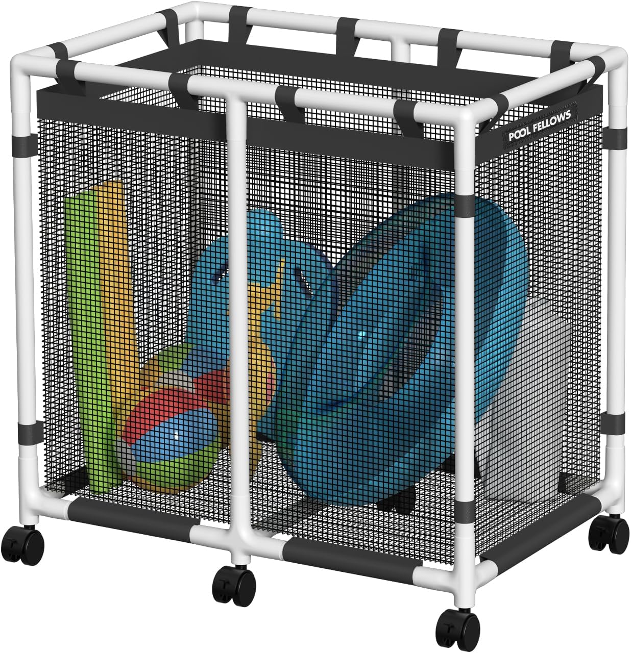 Pool Storage Bin, 105 Gallons, Holder for Noodles, Toys, Floats, Towels, Mesh Organizer for Swimming Equipments, Basic Style