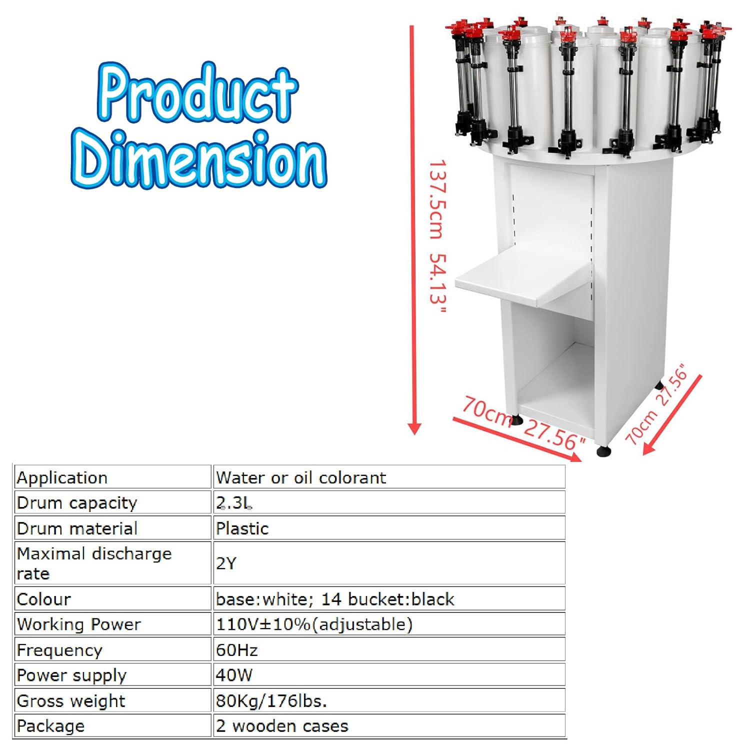 14-Station Paint Colorant Dispenser 2.3L Capacity Tinting Machine 110V Water Oil Color Paste Toning Machine Paint Color Tinting Mixer with Double Pump & Double Gauge & Adjustable Platform