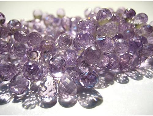 13 inch natural beads strand of 7x11- faceted drop pink amethyst gemstone briolletes beads for DIY jewelry - necklace, bracelet, earring, ring.