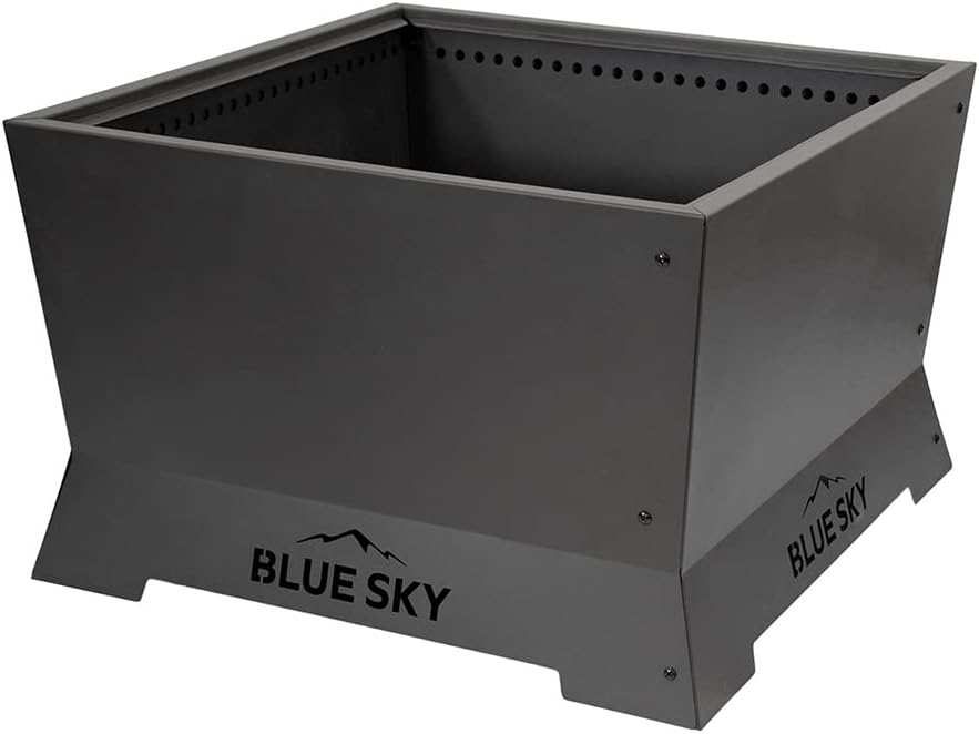 Blue Sky Outdoor Living Square Mammoth Smokeless Patio Fire Pit, Lift-Out Ash Catch, Black
