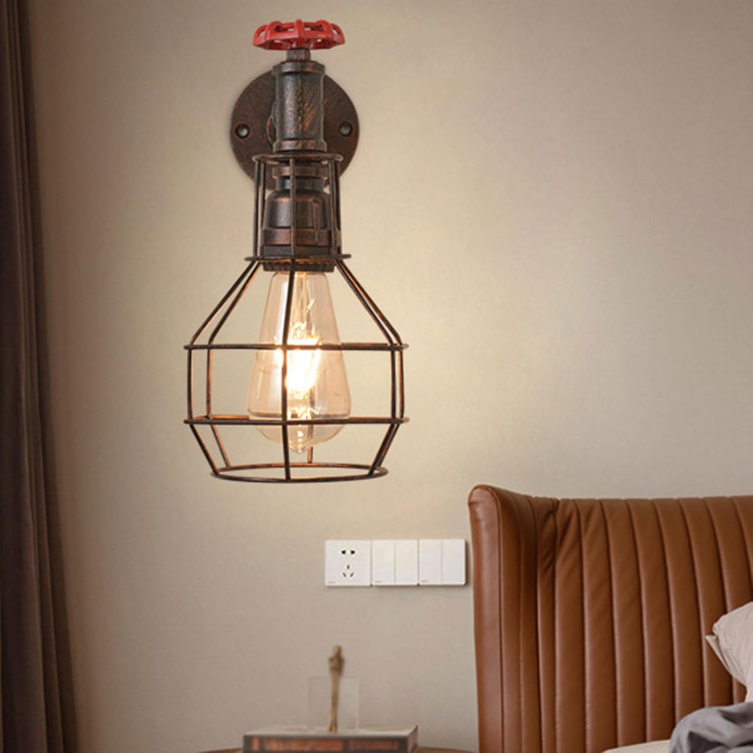 AAMNA Creative Water Pipe Decorative Wall Lamp - Vintage Industrial Wall Light E27 Bedside Reading Wall Sconces, Metal Wall Lighting Fixtures for Living Room Bedroom Hallway