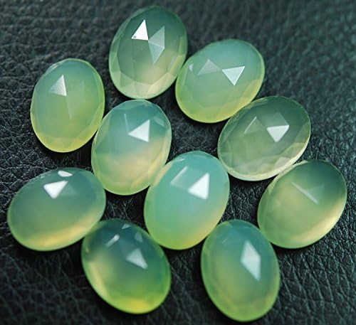 4 Matched Pair,AAA Quality, Prenite Chalcedony feceted Oval Shape Briolettes 10x14mm