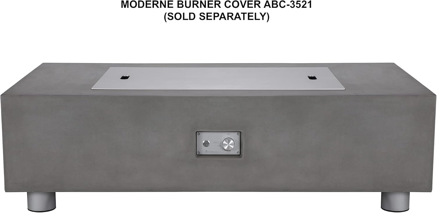Pyromania Moderne Outdoor Concrete Fire Table, 58 x 32 Inches - Propane Model in Slate Gray Color