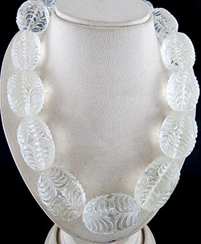15 Pieces Natural Crystal Quartz Engraved Carved Beads 24 INCHES 45 MM to 34 MM