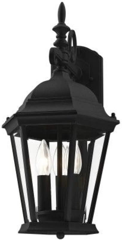 Livex Lighting 7560-14 Hamilton 3-Light Cast Aluminum Outdoor Wall Lantern with Clear Beveled Glass, 22