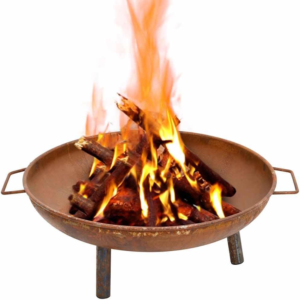 Fire Pit Steel Outdoor Fire Pit with Large Bowl and Handles for Garden Patio Warmth 26.6