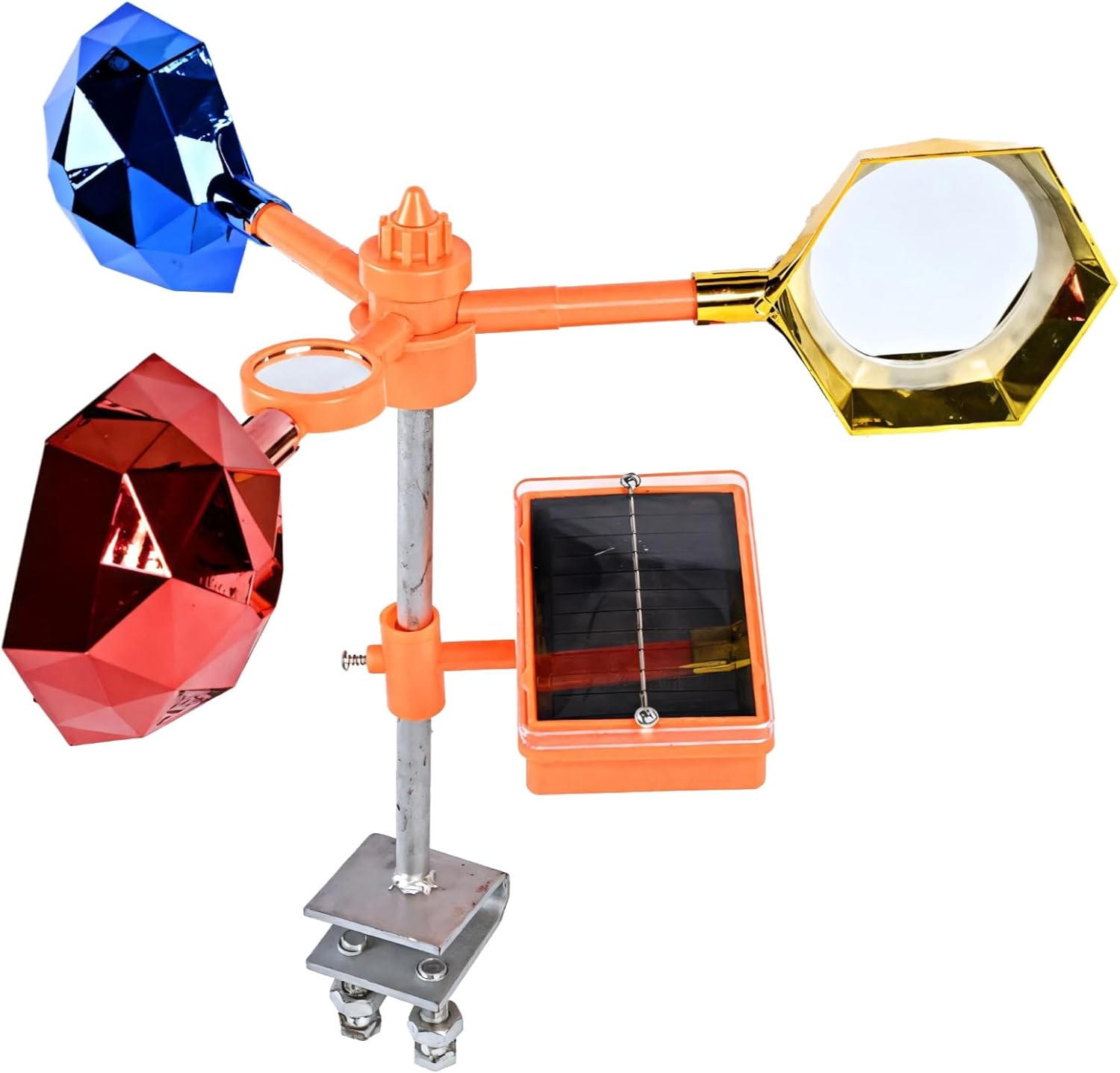 Bird Repeller for Agriculture, Solar and Wind-Powered, Smart Dual-Mode Voice and Light, Galvanized Base, Steel-Plastic Frame