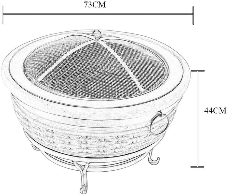 Firepit Fire Pit - Large Bonfire Wood Burning Firepit Bowl - BBQ Grill Metal Grate - for Outdoor Backyard Terrace Patio