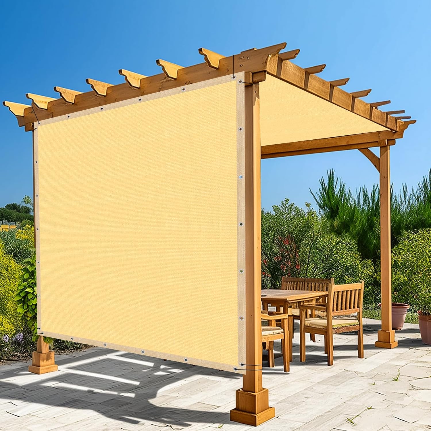Amagenix 90% Shade Fabric 12'X 18' Sand Sun Shade Cloth with Grommets for Pergola Replacement Shade Cover Canopy, Heavy Duty, Cable Zip Ties Included (We Customized)
