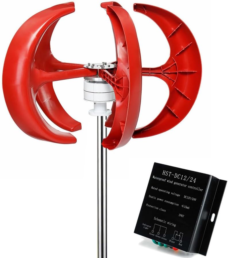 5 Leaves Wind Turbine Kit 10000W Vertical Axis Wind Turbine Generator Alternative Energy 12V-220V AC Output Household Complete Kit with Controller