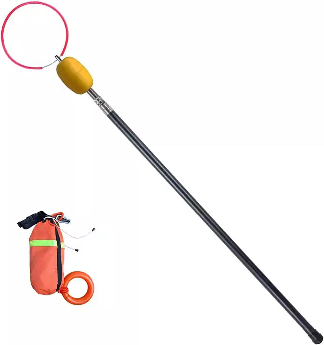 Swimming Pool Pole Safety Hooks with 30m Rope, 13 16 20 23 Ft Boat Telescopic Life-Saving Pole for Struggling Swimmer, Rescue Special Life Hook(Black,700cm(23ft))