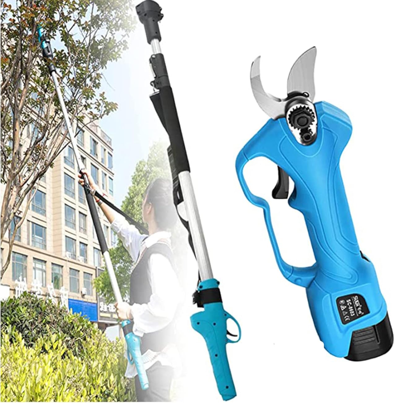 Electric Pruning Shears Professional Tree Scissors Lithium Battery Rechargeable Garden Trimmer Tool Agriculture Electric Secateurs for Tree Branch Cutting,Pruner, Prunerandpole