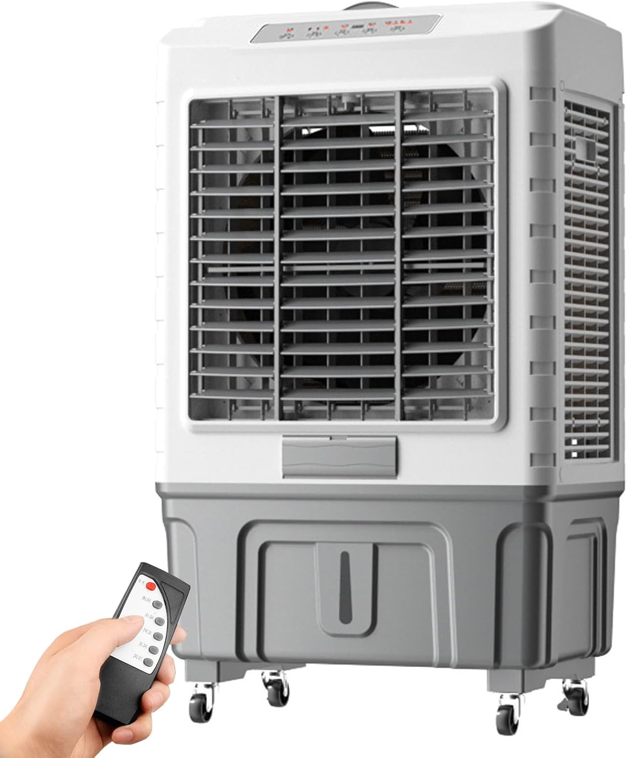 Swamp Cooler with Remote & 8H Timer, 6000CFM Evaporative Air Cooler w/ 13 Gal Water Tank, Portable 3-in-1 Air Conditioner, 3 Speeds & 4 Ice Packs, for Room Garage Patio(50x37x88cm/19.6x14.5x34.6in)