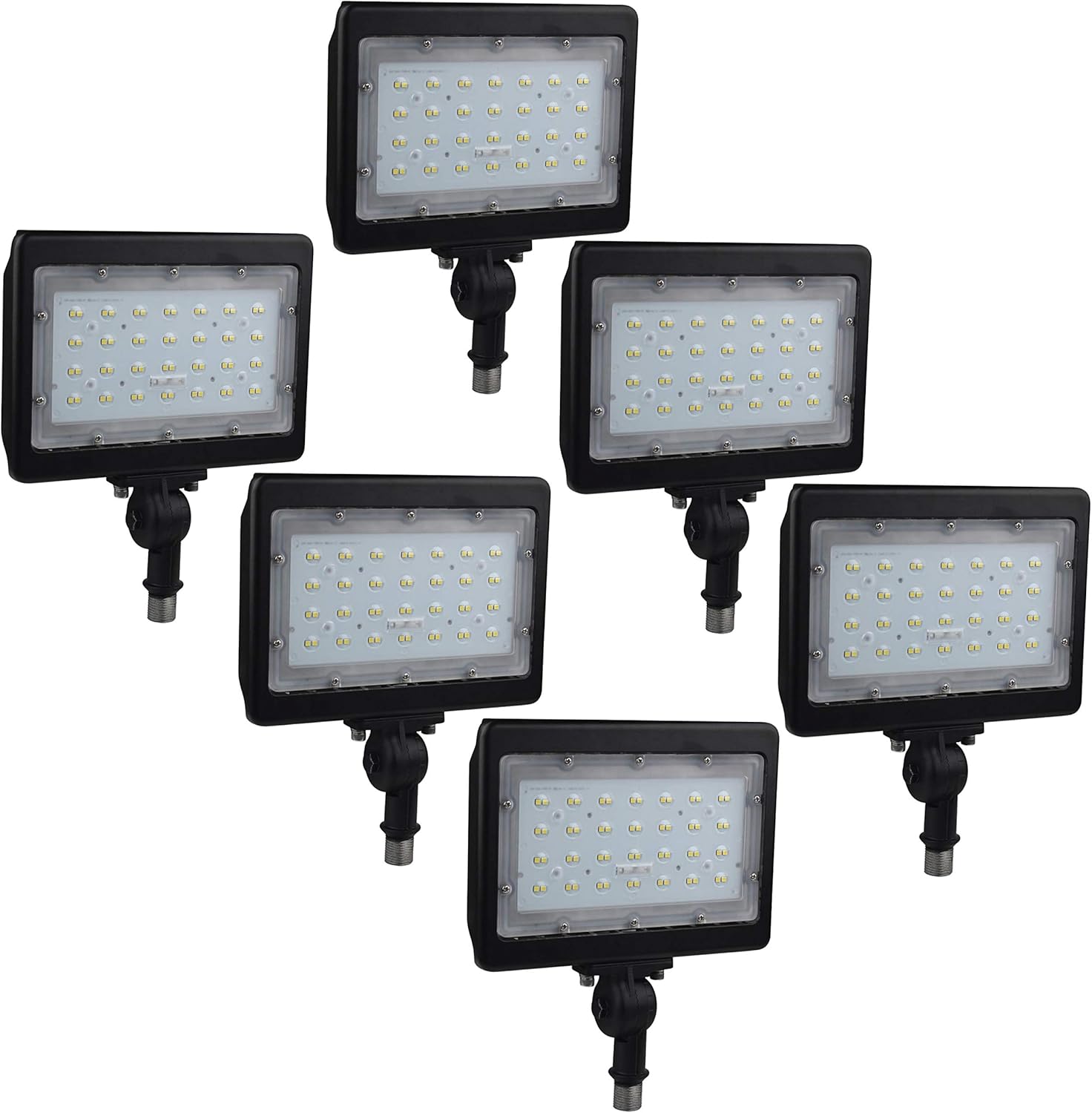 Satco (6 Pack), Part Number: 65-537, Outdoor Lighting, Flood & Security Lights LED Large Flood Light; 50W; 3000K; Bronze Finish Waterproof for Patio, Yard, Garage, and Parking Lots