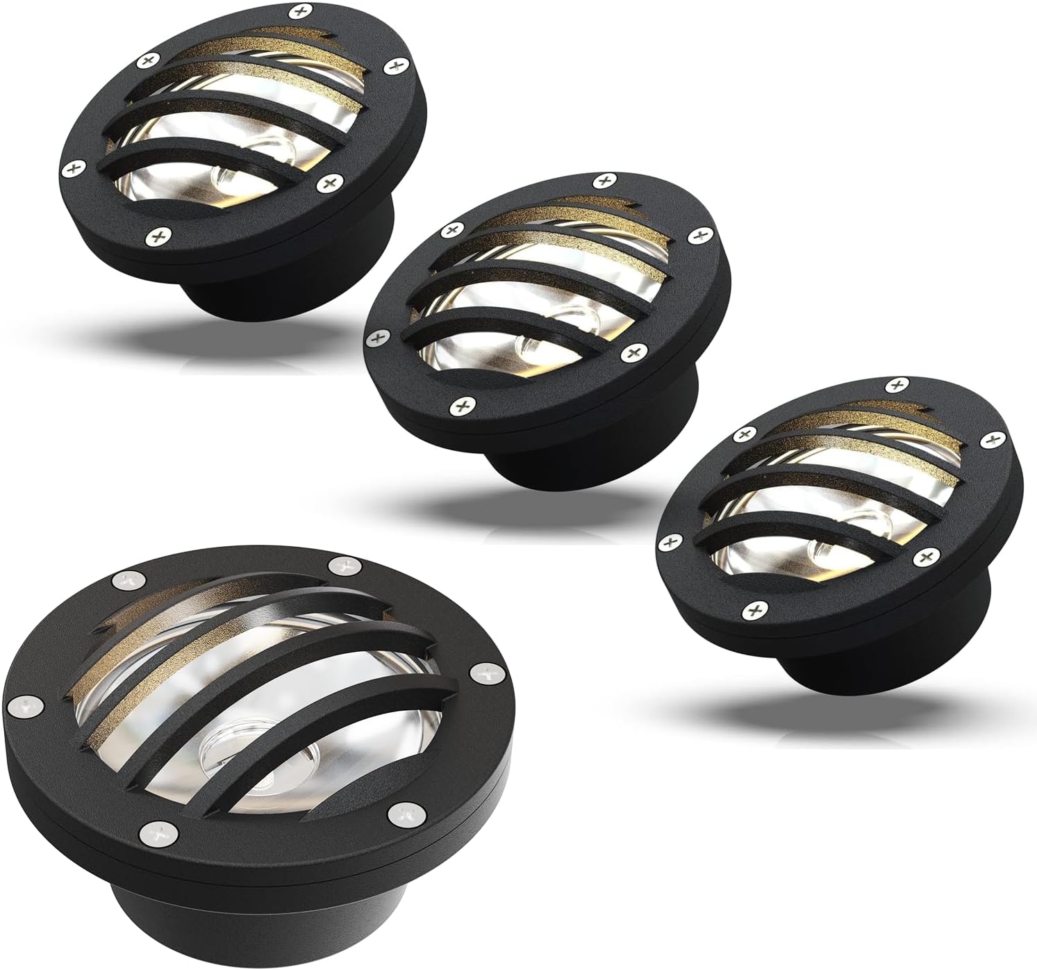 Outdoor Low Voltage Well Lights 4 Watt 200 Lumen LED Landscape Lighting Kit 2800K Warm White Metal In-Ground Light with Connector 4 Pack