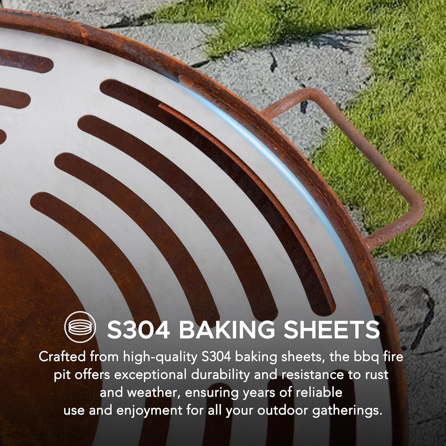 Sunjoy 28 in. Fire Pit Outdoor Steel Rusic Firepit Patio Wood Burning Fire Pits with Stainless Steel Baking Sheet and Fire Poker