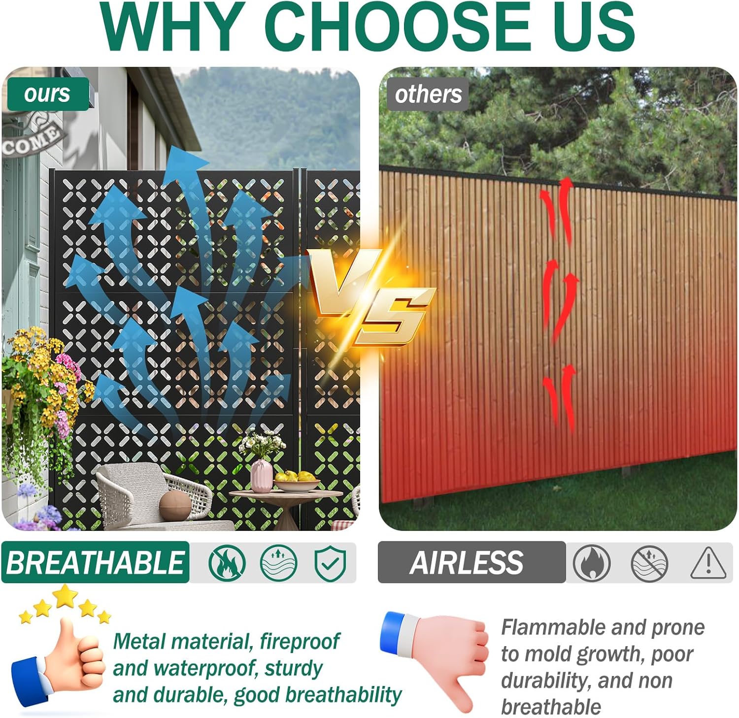 Metal Privacy Screen Outdoor 72