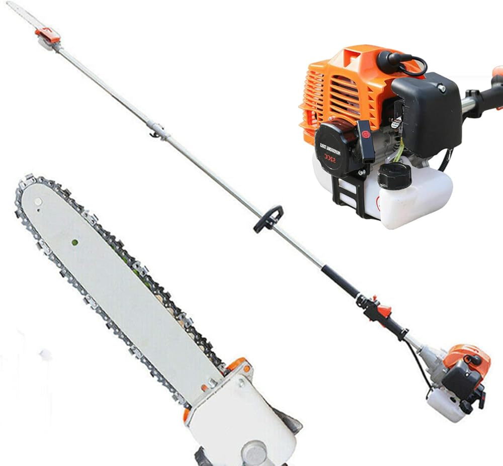 Gas Pole Saw 37CC 4-Stroke Gasoline Chainsaw Pruner Powerful Cordless Long Reach Tree Trimmer Trimming Pruning Chain Saw Long Extension Pole Saw (37CC 4-Stroke Gasoline Engine)