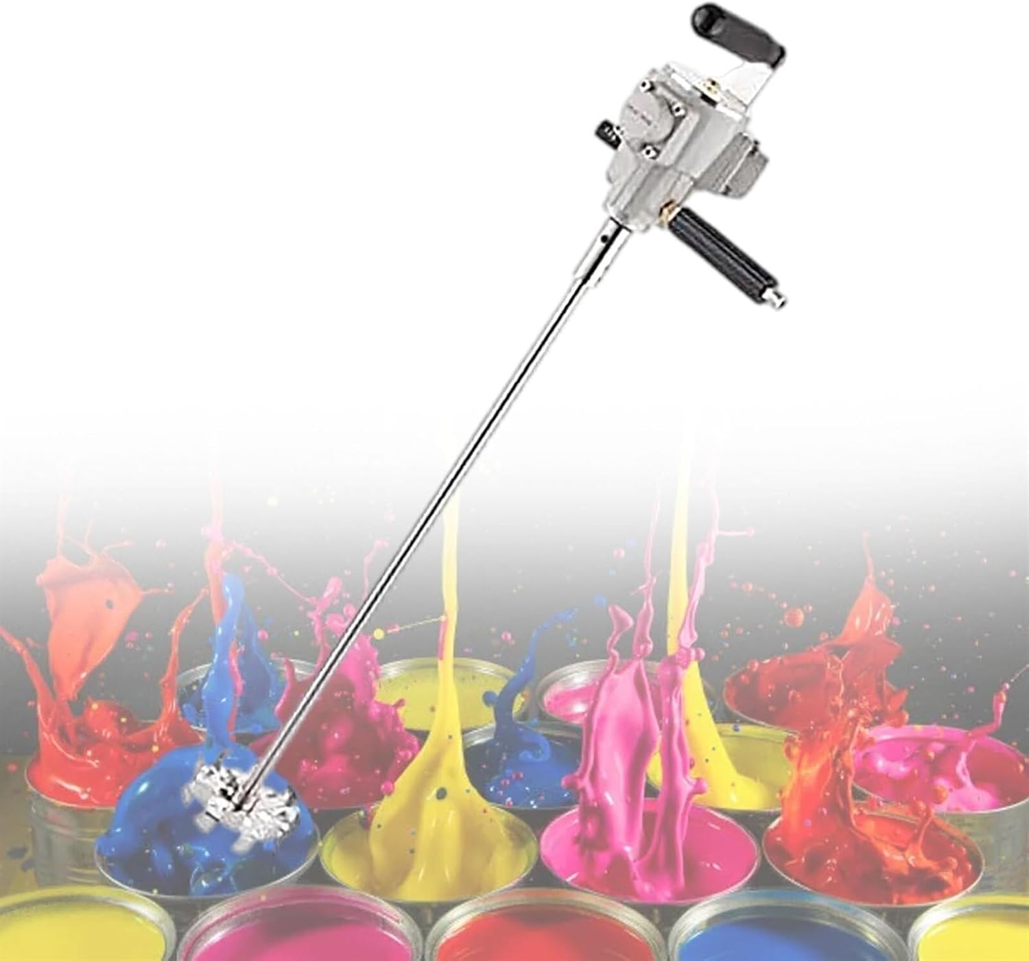 Square Barrels Paint Mixing Machine, 20L Stirring Capacity Handheld Pneumatic Mixer for Paint Coating Materials Viscous Liquid Ink