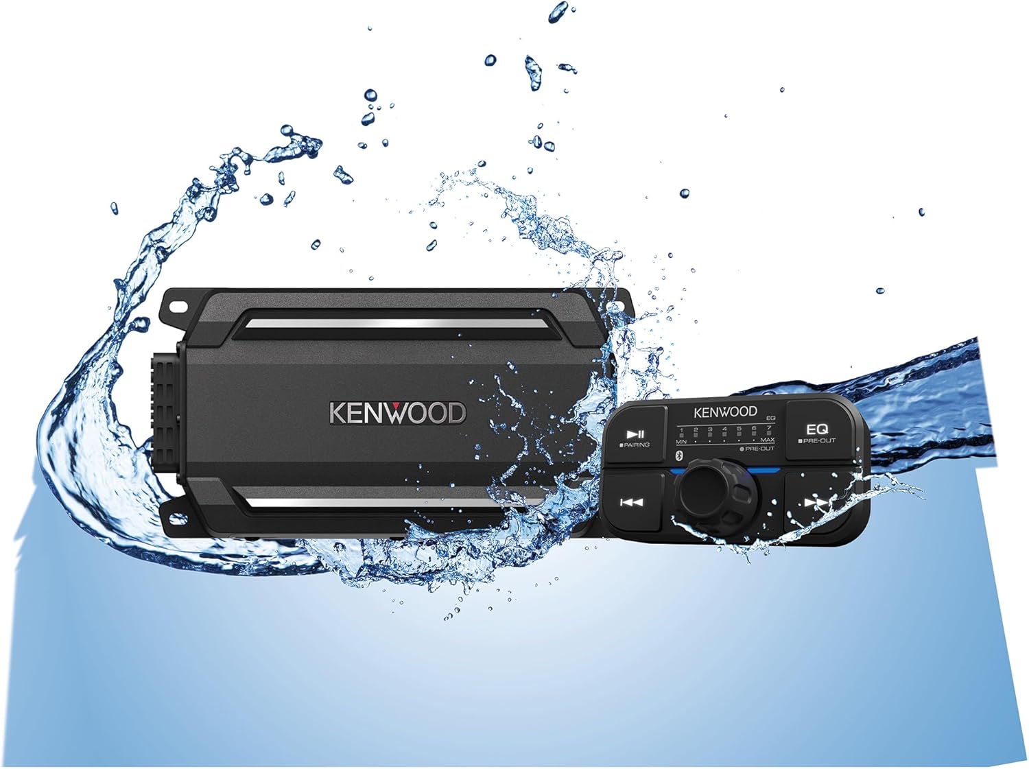 KENWOOD KAC-M5024BT Compact 4-Channel 600 Watt Car Amplifier with Bluetooth Streaming. Built for Marine, ATV and Powersport Applications. Waterproof, Dustproof, Rust Proof and Vibration Proof