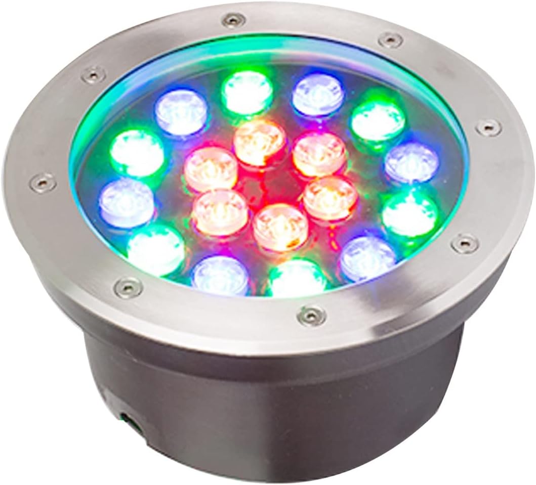 Outdoor Buried Spotlight Underground Light Anti-Rust Aluminum IP67 Waterproof RGB Embedded Landscape Lights for Hotel Garden Bridge (Color : RGB, Size : 36W-AC85-265V)