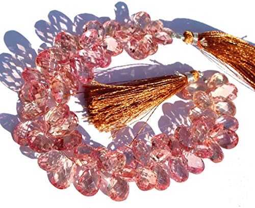 13 inch natural beads strand of 11x8-15x11mm faceted pear grapefruit corundum quartz gemstone briolletes beads for DIY jewelry - necklace, bracelet, earring, ring.