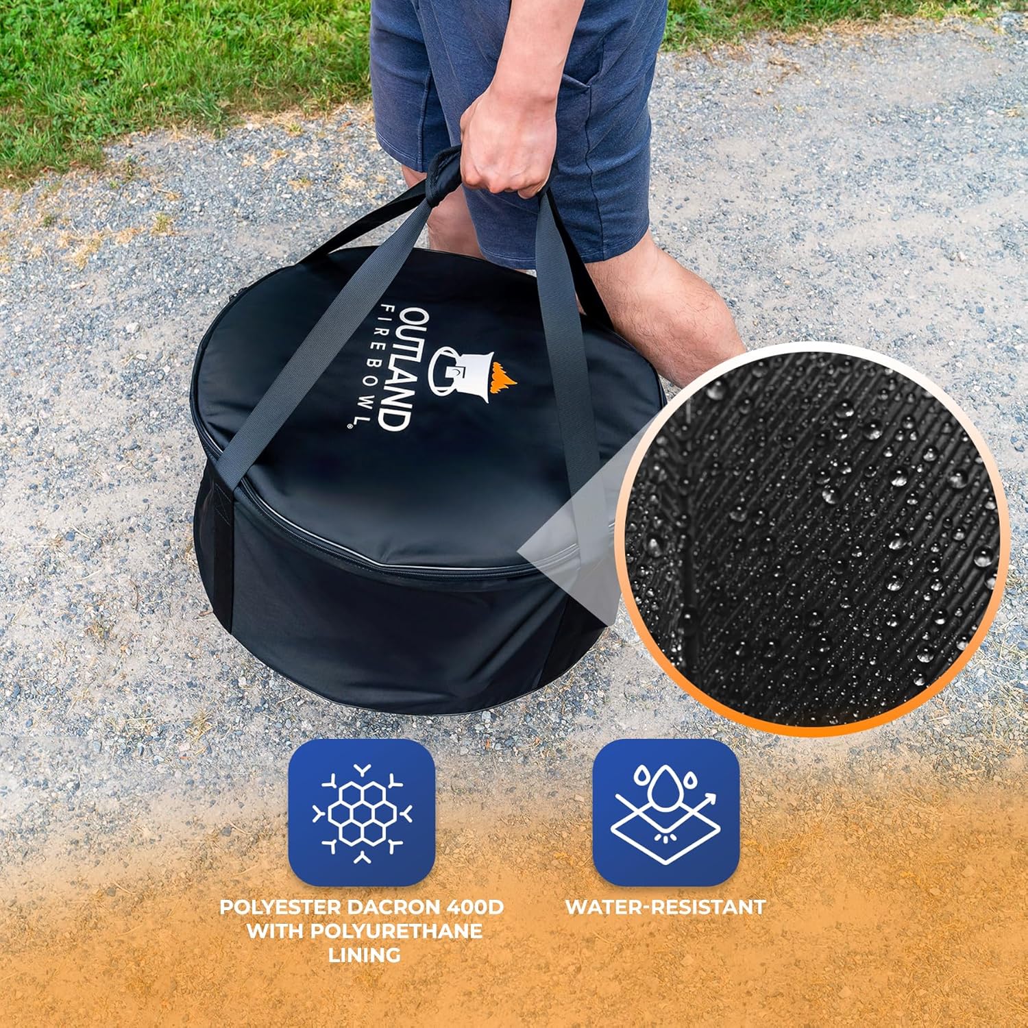 Outland Living 762 UV and Weather Resistant Cypress Fire Pit Carry Bag, Fits 21-Inch Diameter Outdoor Propane Gas, Black