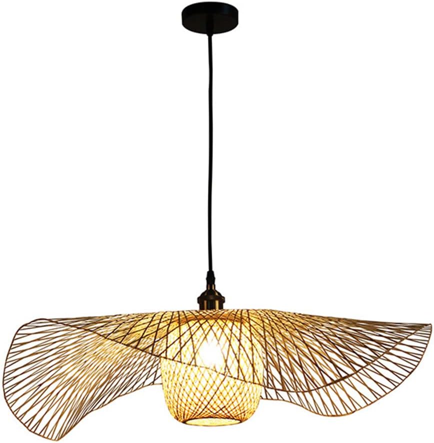 Bamboo Woven Light Southeast Asia Style Pendant Lighting Fixture Double Layer Rattan Ball Lampshape Decorative Lamps Pastoral Lantern Hanging Light for Kitchen Island Nursery in Beige