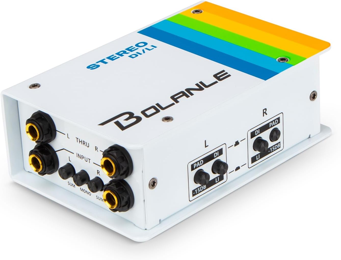 Bolanle Passive Dual Channel Direct Box and Line Isolator DI/LI Switch, Stereo/Mono DI Box for Guitar, Bass, Keyboard, Studio/Stage XLR