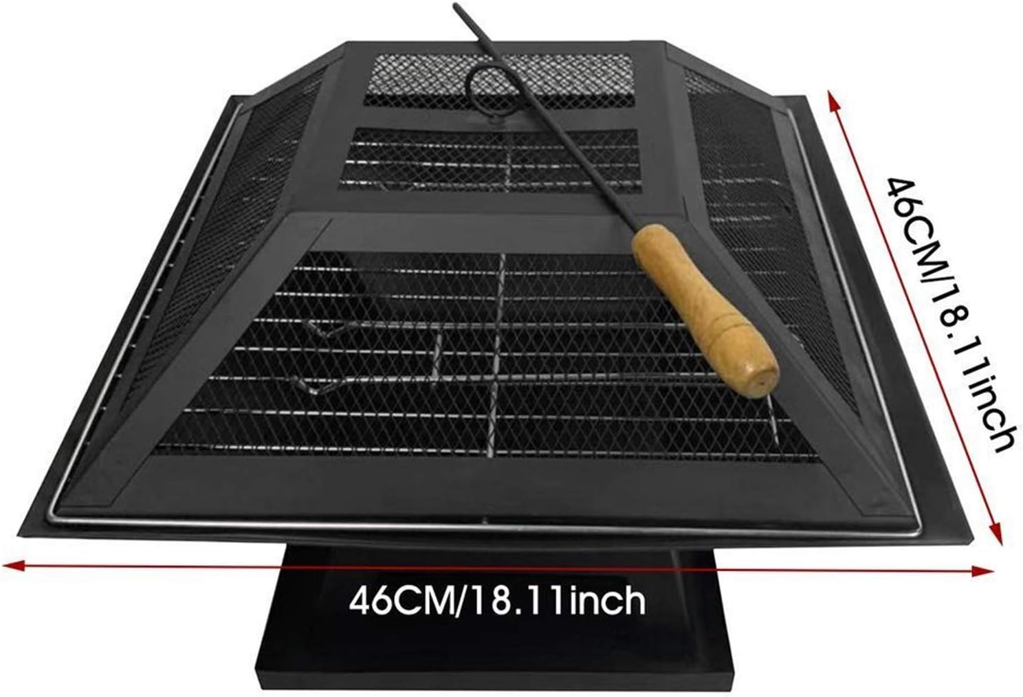 Stainless Steel Outdoor Fire Pit BBQ Grill Firepit Garden Portable Barbecue Patio Table Charcoal Square Heating Stove Courtyard