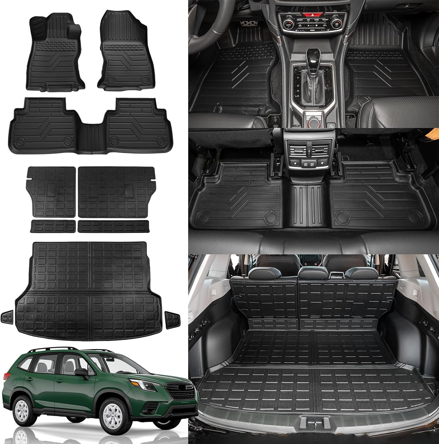 Rongtaod Floor Mats Compatible with 2019-2024 Subaru Forester Trunk Mat Cargo Mat Cargo Liner Back Seat Cover Protector 2023 Forester Accessories (Trunk Mats+Backrest Mats+Floor Mats)