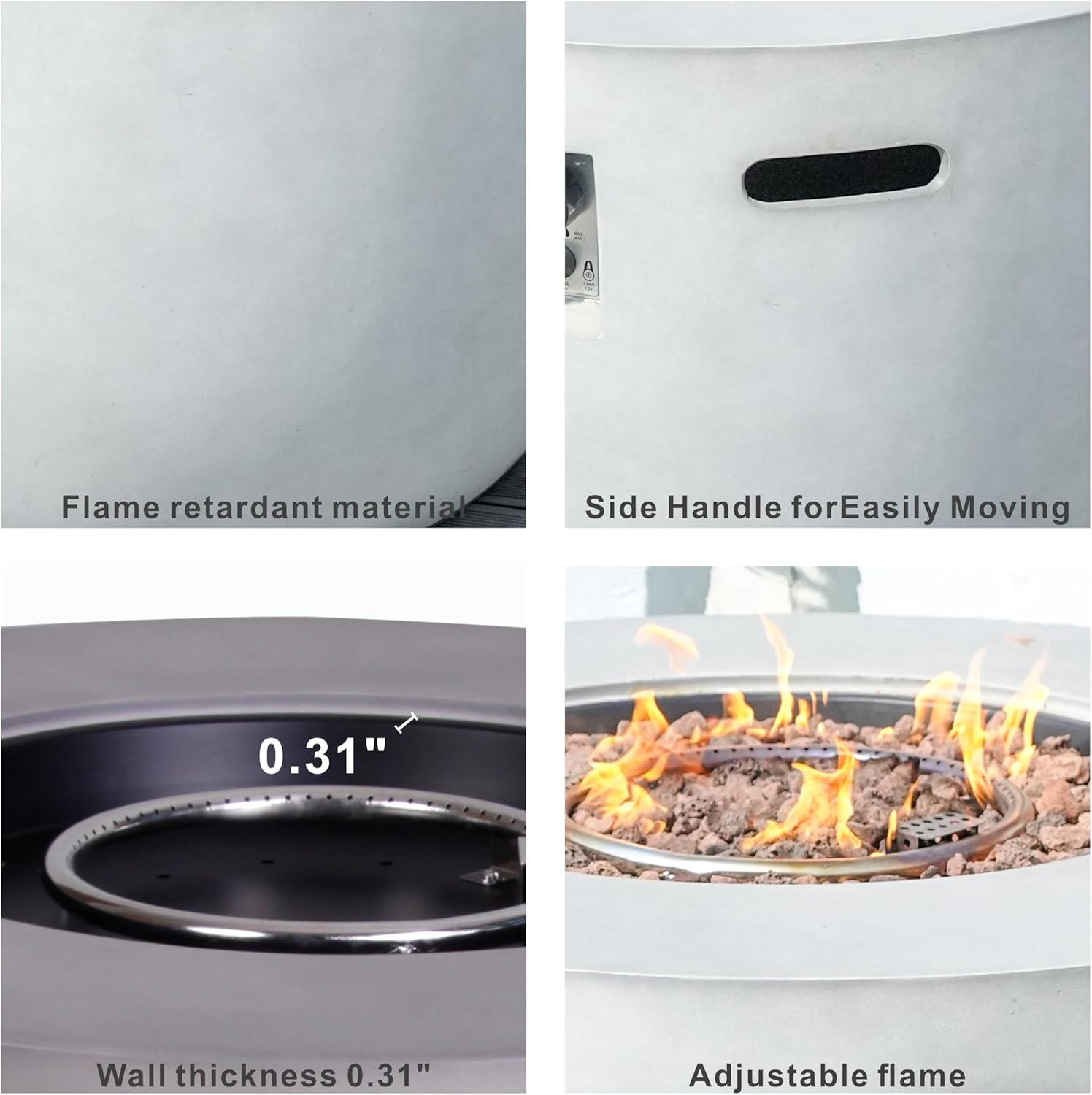 2 in 1 Outdoor Fire Table with 50000 BTU Burner, 36