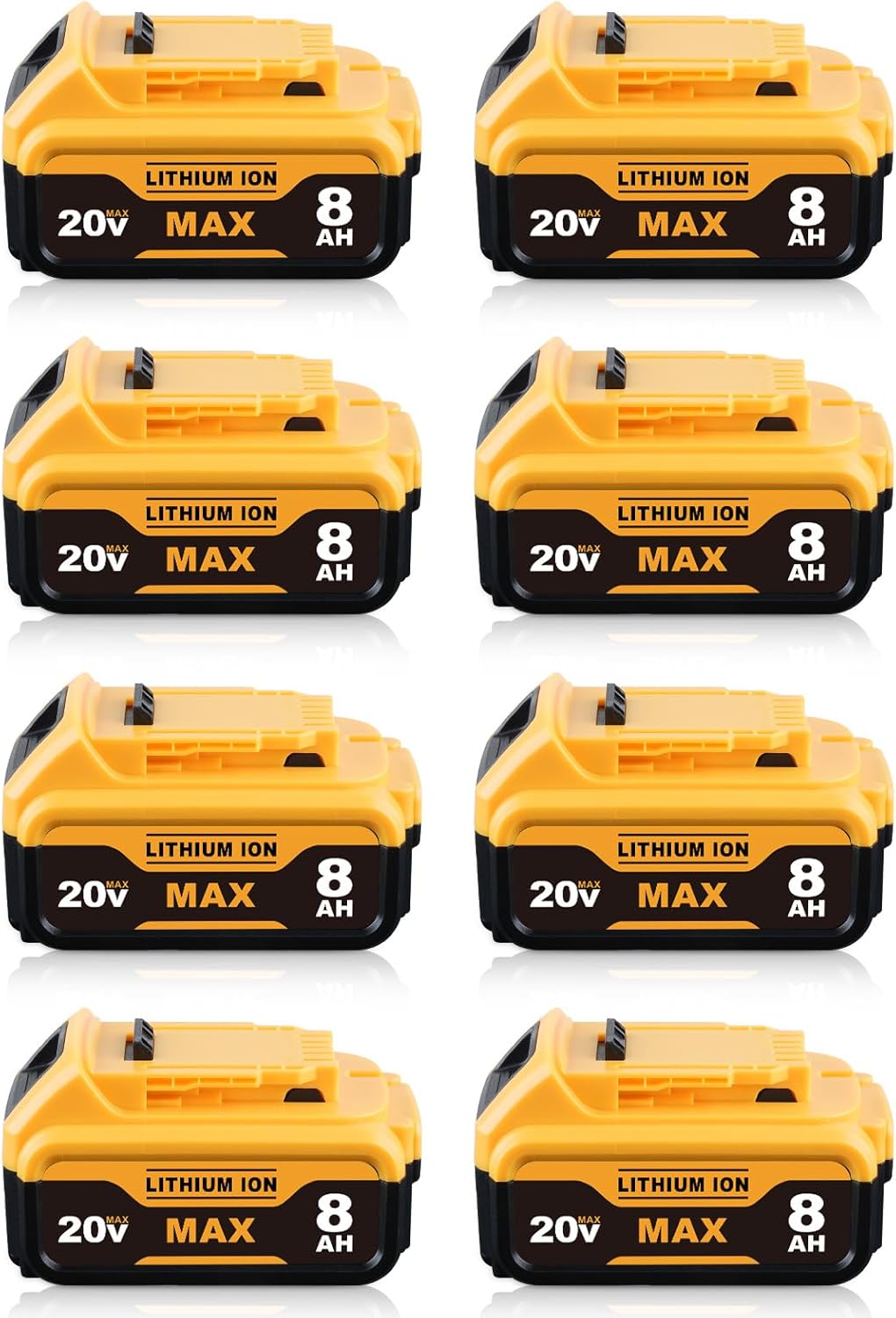8Pack DCB200 8.0Ah Replacement for Dewalt 20v Battery Lithium Compatible with Dewalt Battery DCB206 DCB201 DCB203 DCB207 DCB202 DCB204 Cordless Power Tools