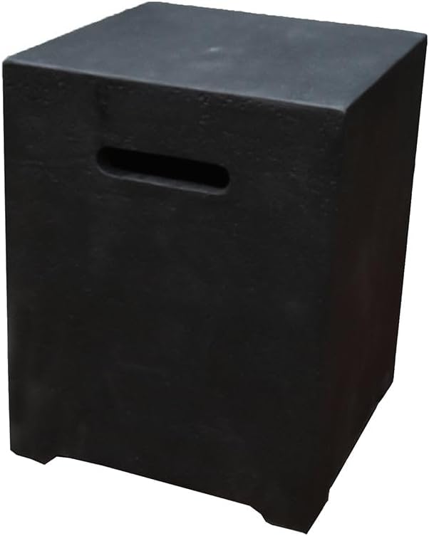 Elementi Dark Grey Propane Tank Cover Fire Pit Accessories Square 20 Inches Concrete Outdoor Side Table Fits Standard 20 Pound Propane Tank Hideaway Table