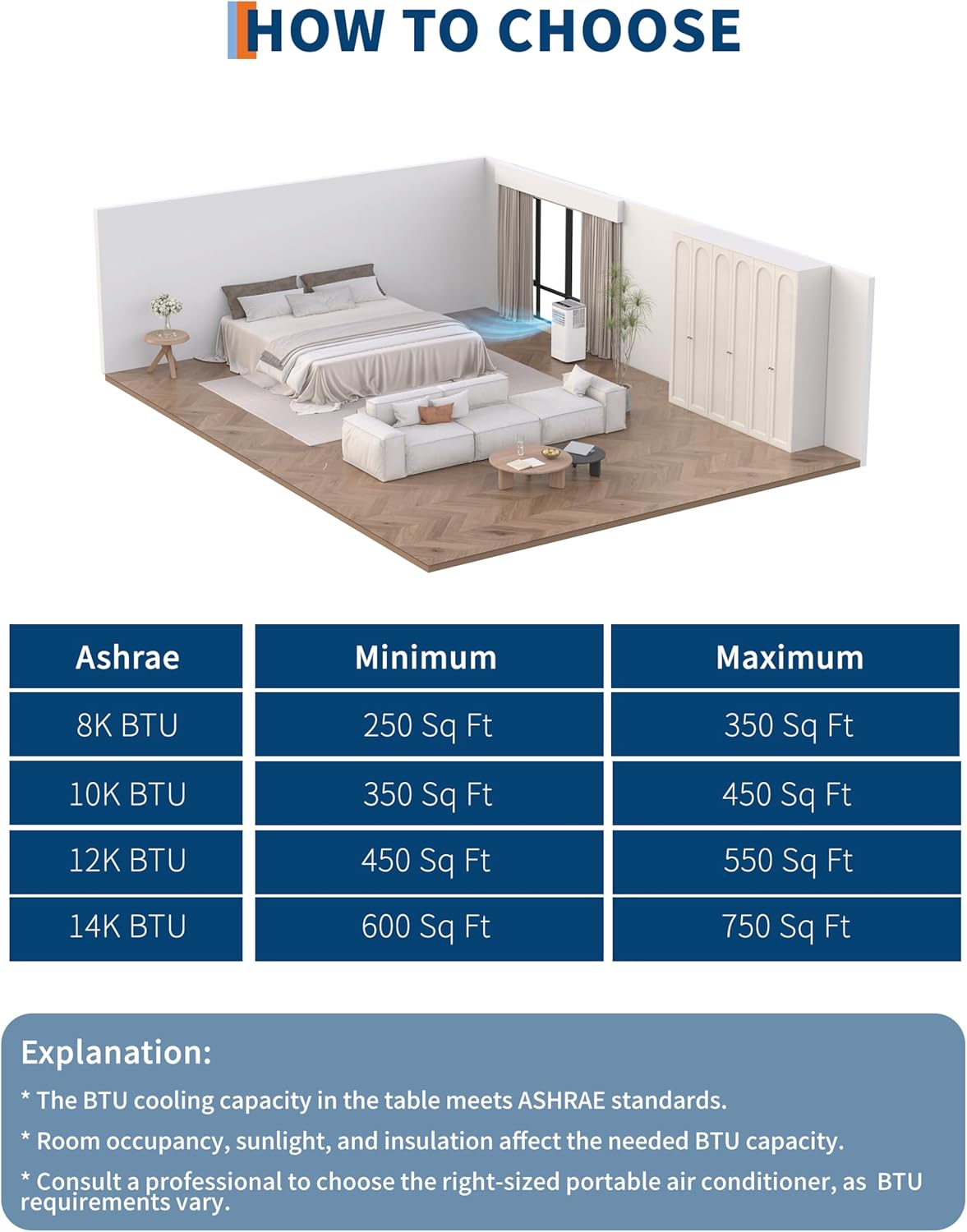 8000 btu Portable Air Conditioner 3 Speeds & Sleep Mode, 3 in-1 Cooling AC Portable Air Conditioner for Room, Standing Air Conditioner for Room, Ventless Floor Air Conditioner Unit Portable