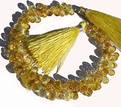 13 inch natural beads strand of 9x7-10x8mm faceted teardrop yellow corundum quartz gemstone briolletes beads for DIY jewelry - necklace, bracelet, earring, ring.
