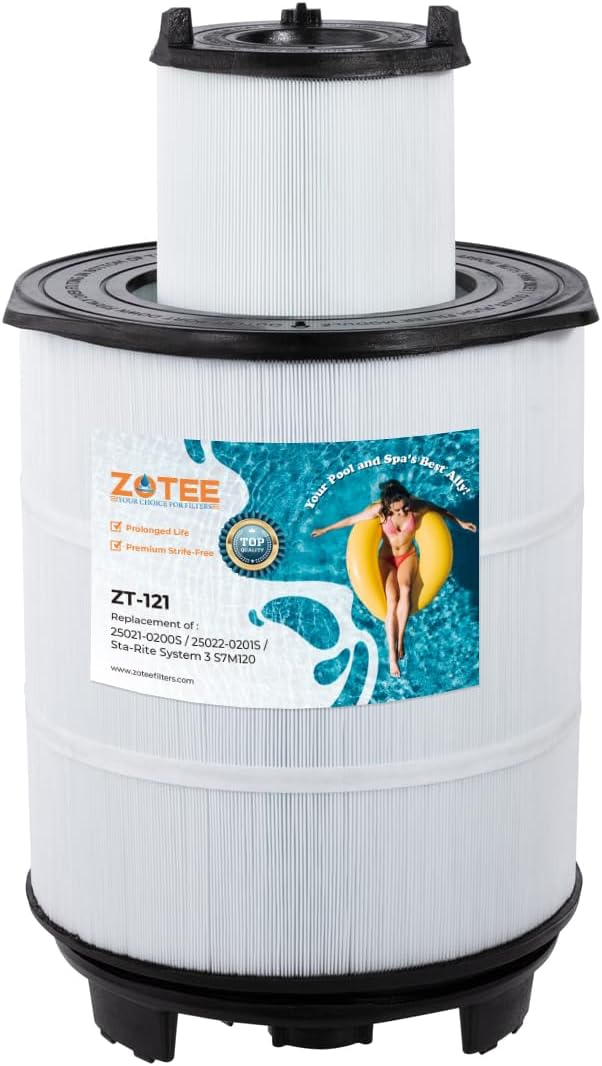 ZOTEE Pool Filters Cartridge Inner and Outer Set Replaces Sta-Rite 25021-0200s & 25022-0201s System 3 S7m120,300sq.ft (Black)