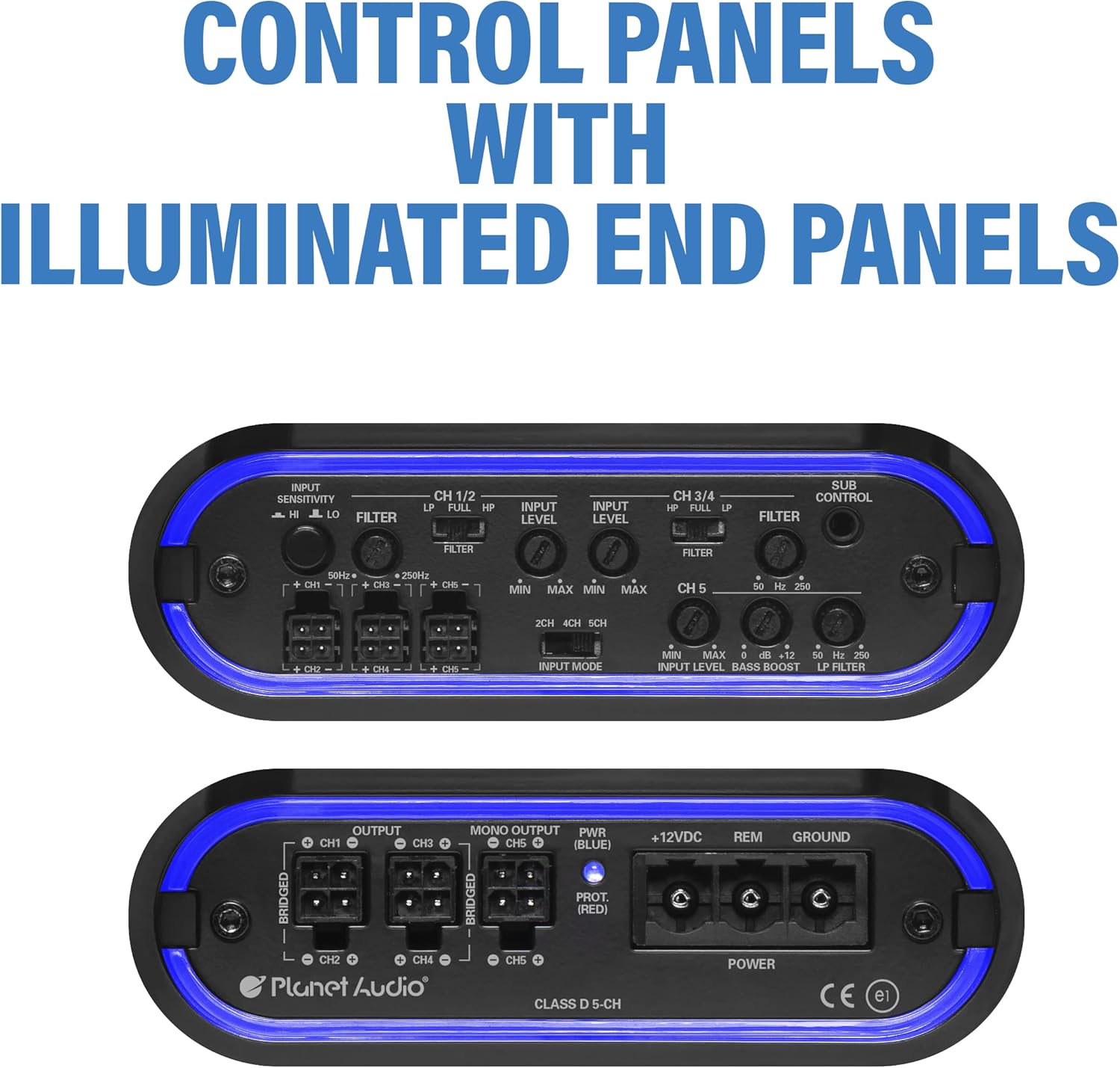 Planet Audio MB2200.5D 5 Channel Car Amplifier - 2200 High Output, 2-8 Ohm Stable, Low/High Level Inputs, Low/High Pass Crossover, Bass for Subwoofer