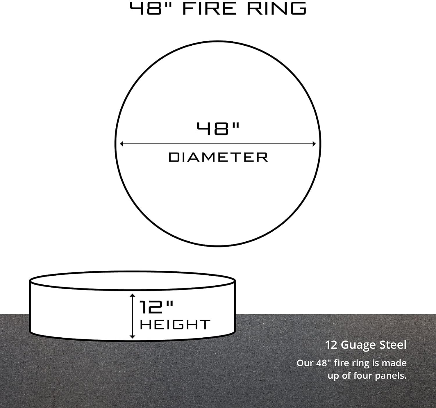 PD Metals FD0948 Flying Duck Unpainted 12 in. Tall 48 in. Diameter Outdoor Fire Ring - 48 x 48 x 12 in. - Rustic Black Color